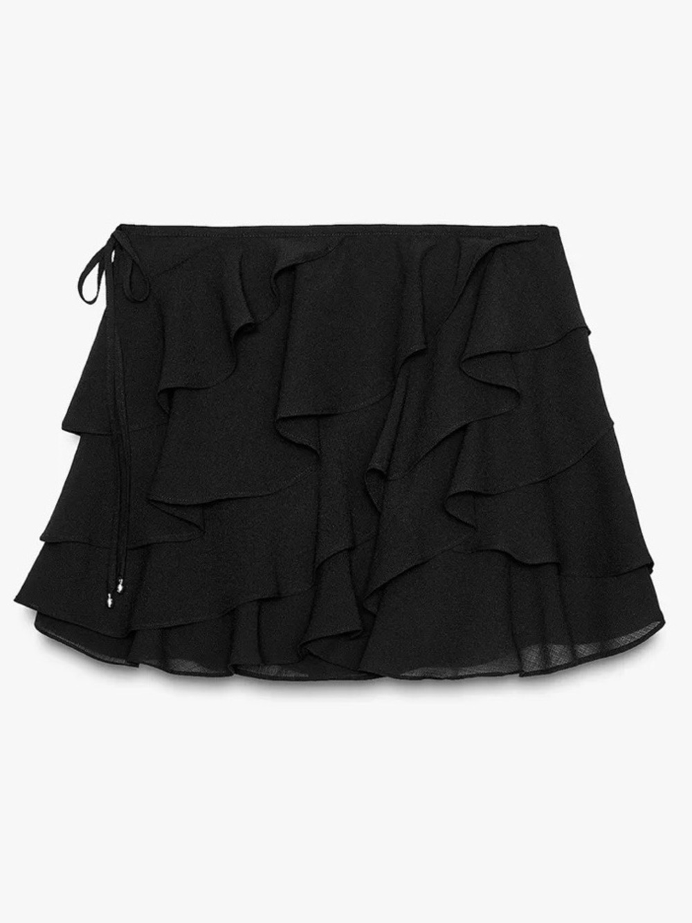 Zara Layered Ruffle Mini Skirt - Black